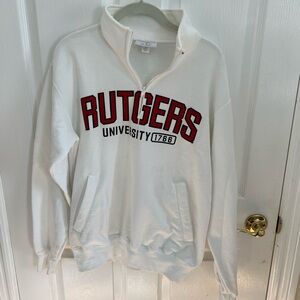 Champion White Rutgers University Zip Up Sweater